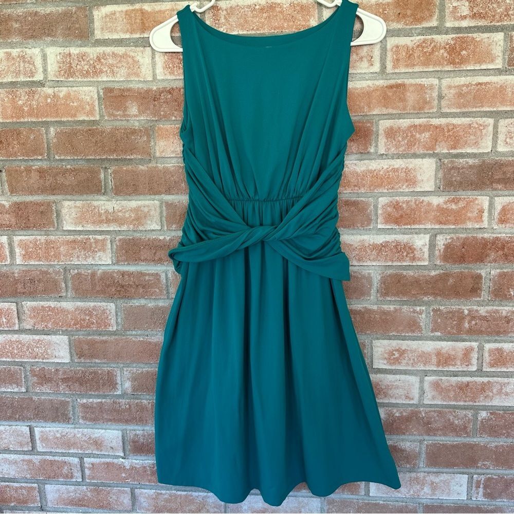 Susana Monaco Twisted Ruched Knit Dress Women’s Medium Stretchy Teal Blue